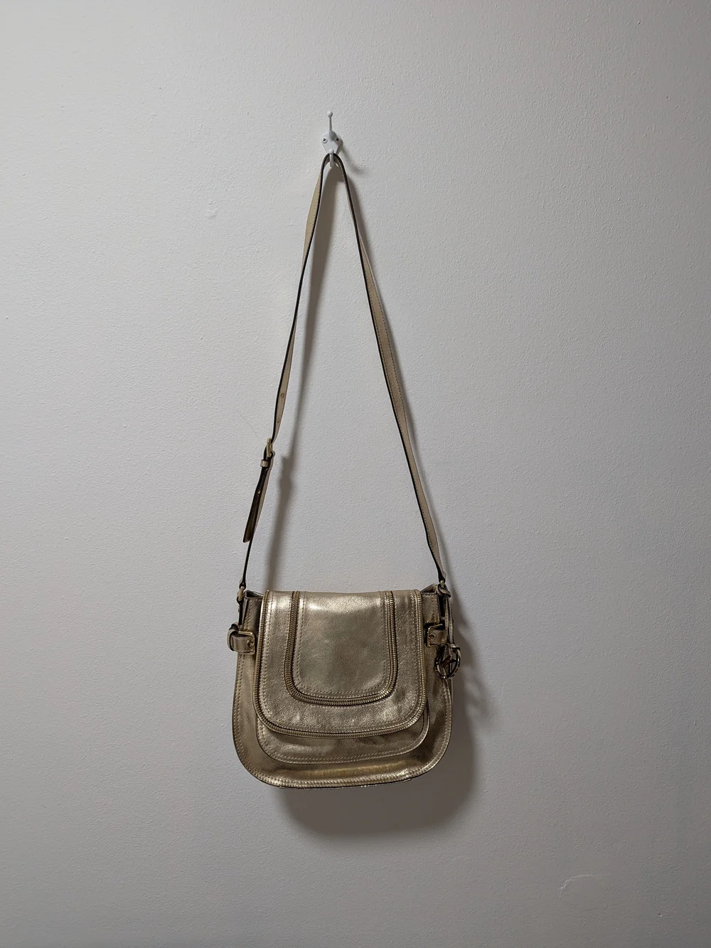 Michael Kors Metallic Gold Fold-Front Crossbody Bag